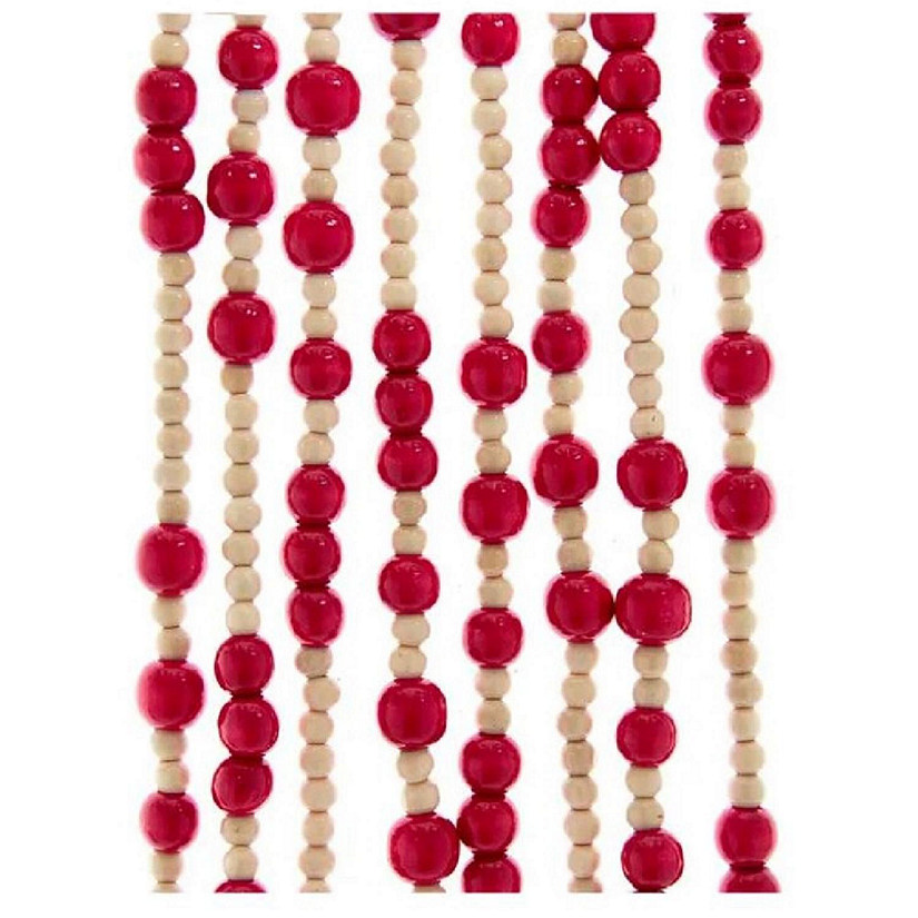 Natural and Red Wooden Bead Garland 9 Feet C5944 Image