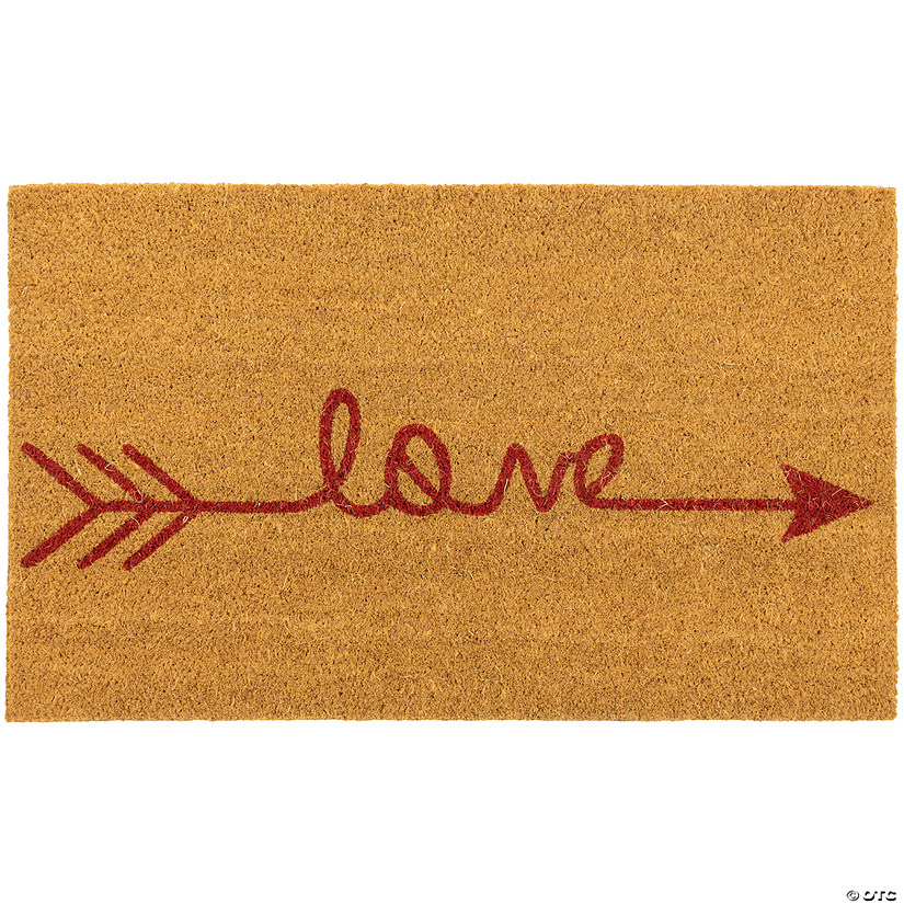 Natural Coir "Love" Arrow Outdoor Doormat 18" x 30" Image