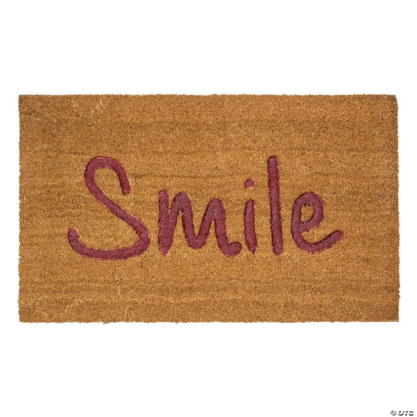 Natural Coir "Smile" Outdoor Rectangular Doormat 18" x 30" Image