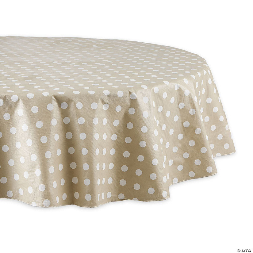 Natural Polka Dot Vinyl Tablecloth 70 Round Image