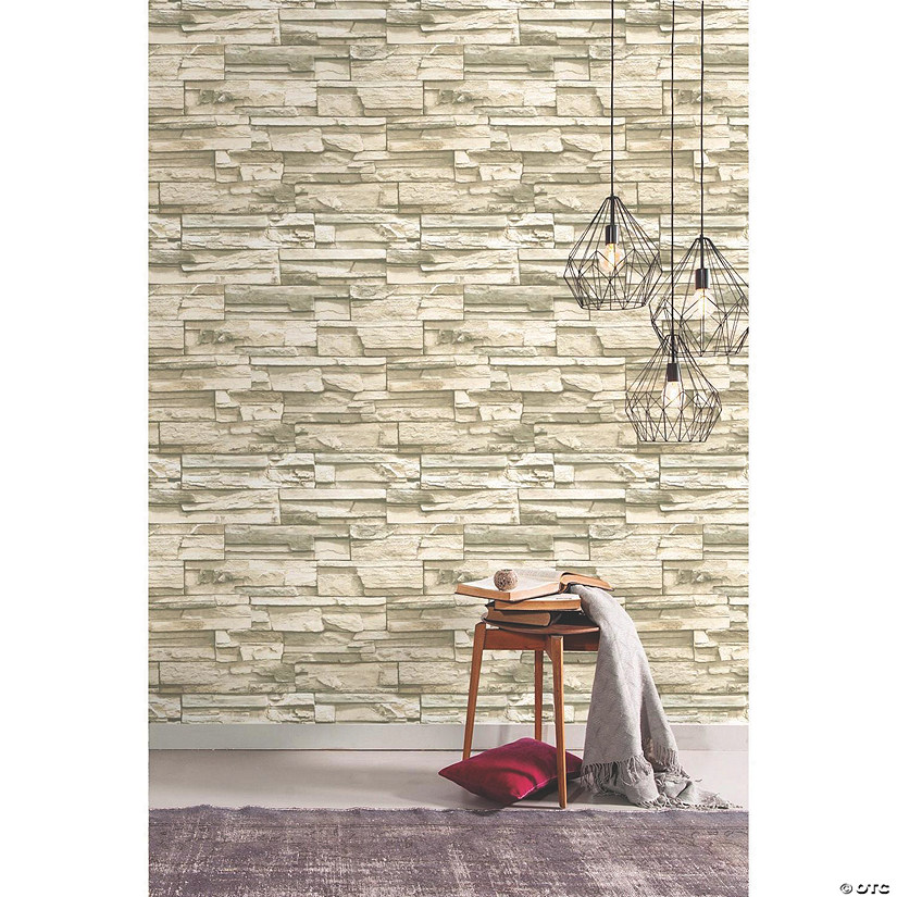 Natural Stacked Stone Peel & Stick Wallpaper | Oriental Trading