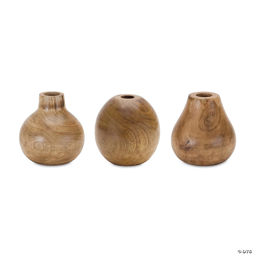 Natural Wood Bud Vase (Set Of 3) 5"H Wood Image