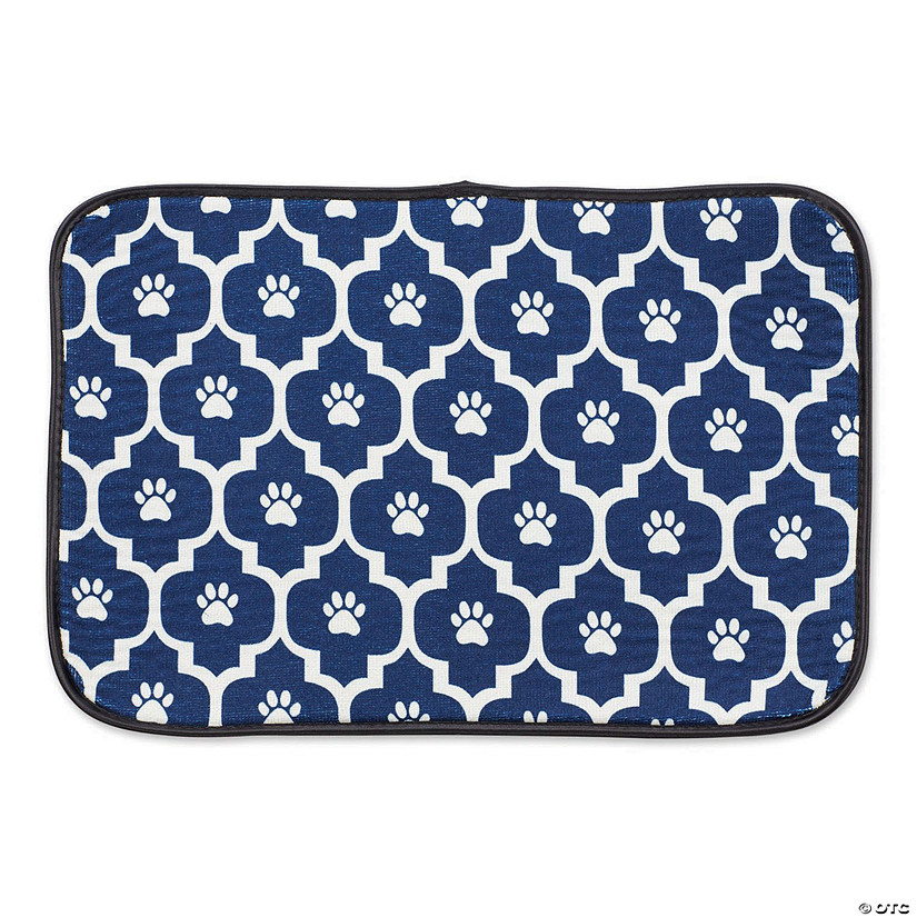 Nautical Blue And Off White Lattice Paw Pet Mat Image