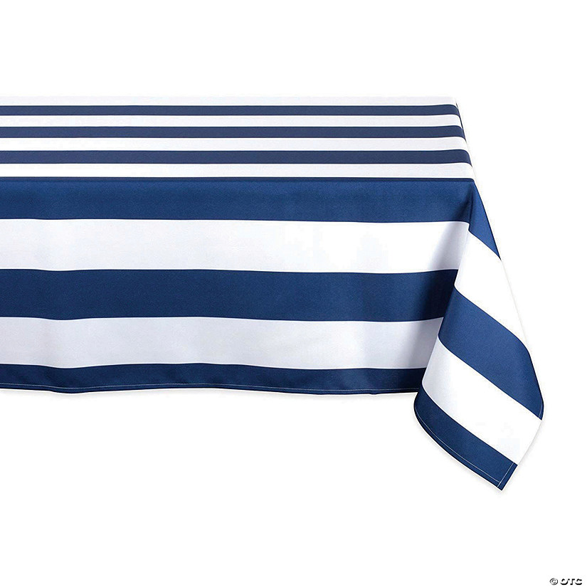 Nautical Blue Cabana Stripe Outdoor Tablecloth 60X120 Image