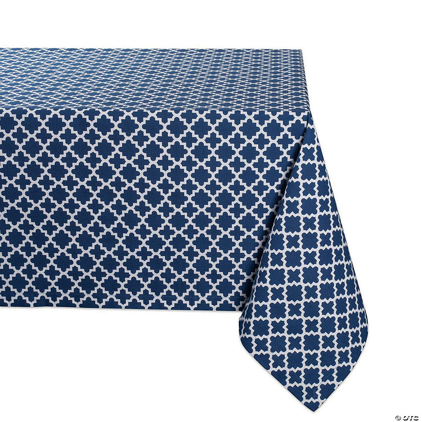 Nautical Blue Lattice Tablecloth 60X104 Image