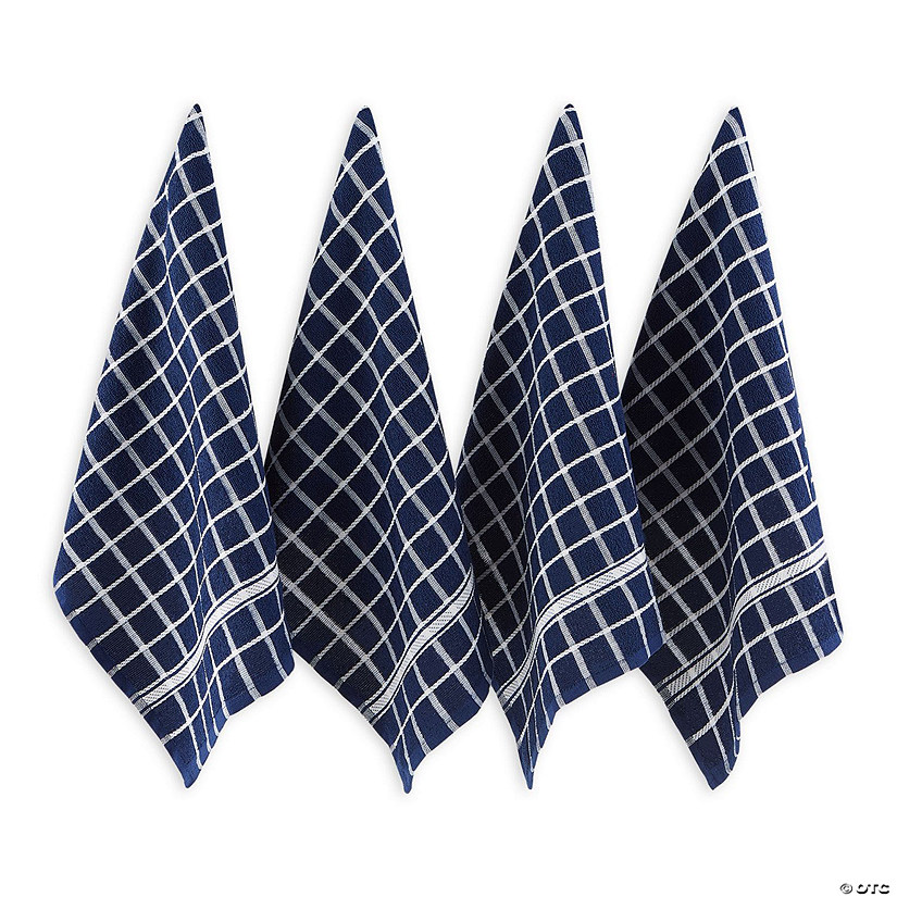 Nautical Blue Solid Windowpane Terry Dishtowel (Set Of 4) Image