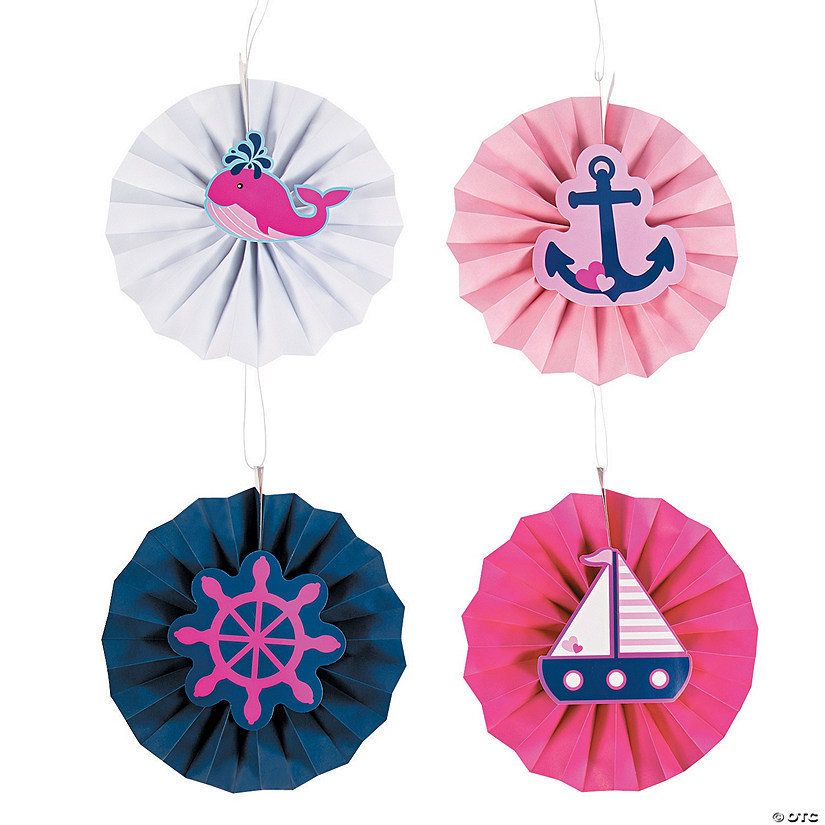 Nautical Girl Hanging Fans with Icons - 12 Pc. Image