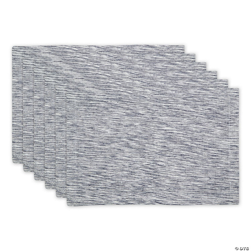 Navy And Off-White Tonal Recycled Cotton Slubby Rib Placemat (Set Of 6) Image