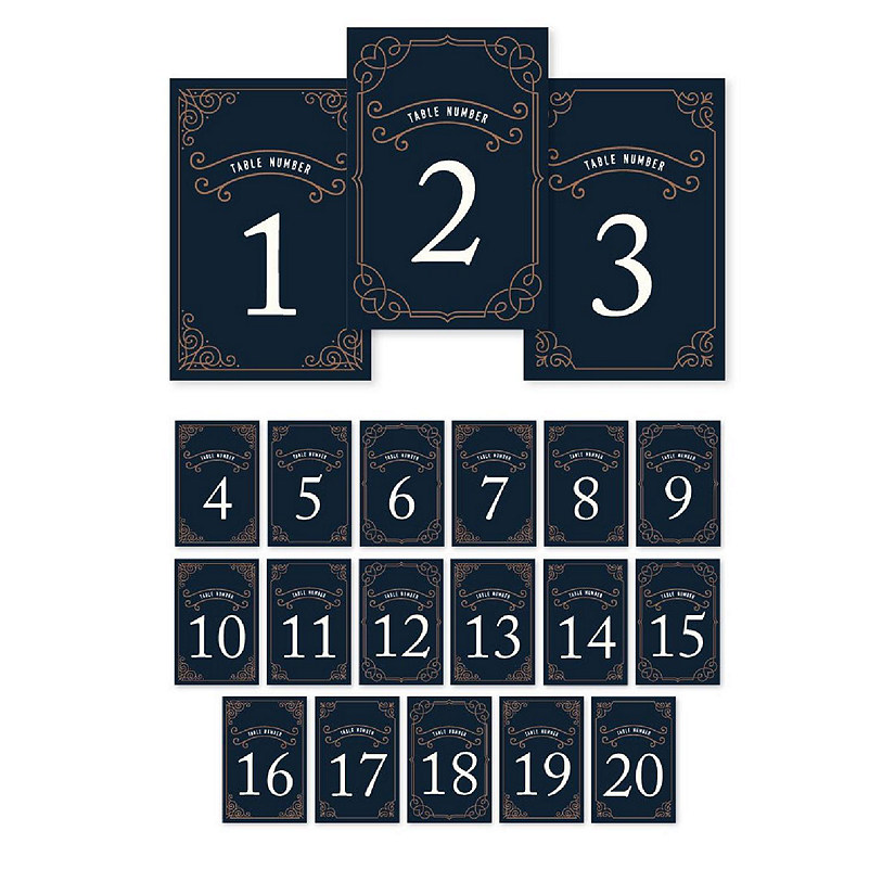 Navy Art Deco Table Numbers 1-20 4x6 Image