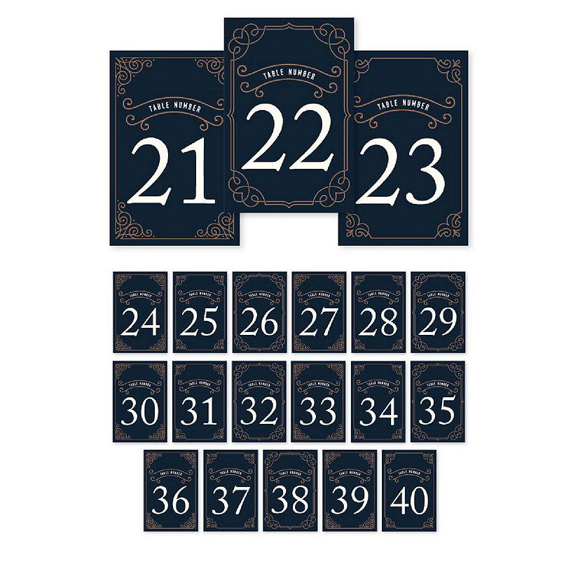 Navy Art Deco Table Numbers 21-40 4x6 Image
