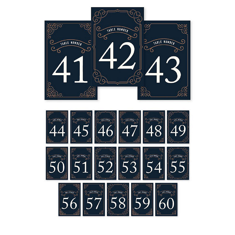 Navy Art Deco Table Numbers 41-60 4x6 Image