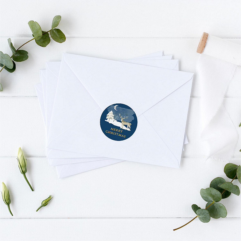Navy Blue Rustic Deer Christmas Labels Image