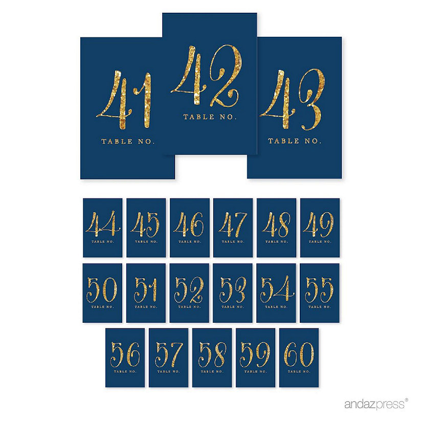 Navy Gold Glitter Table Numbers 41-60 Image