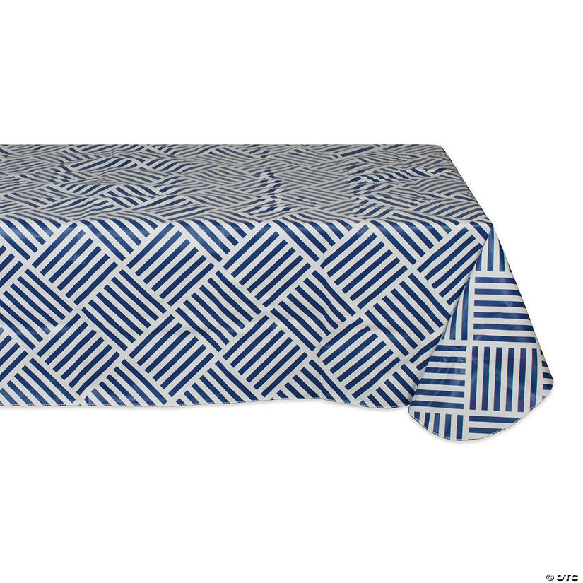 Navy Grid Vinyl Tablecloth 52X70 Image