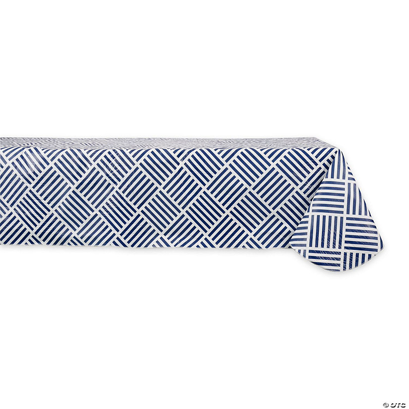 Navy Grid Vinyl Tablecloth 60X84 Image