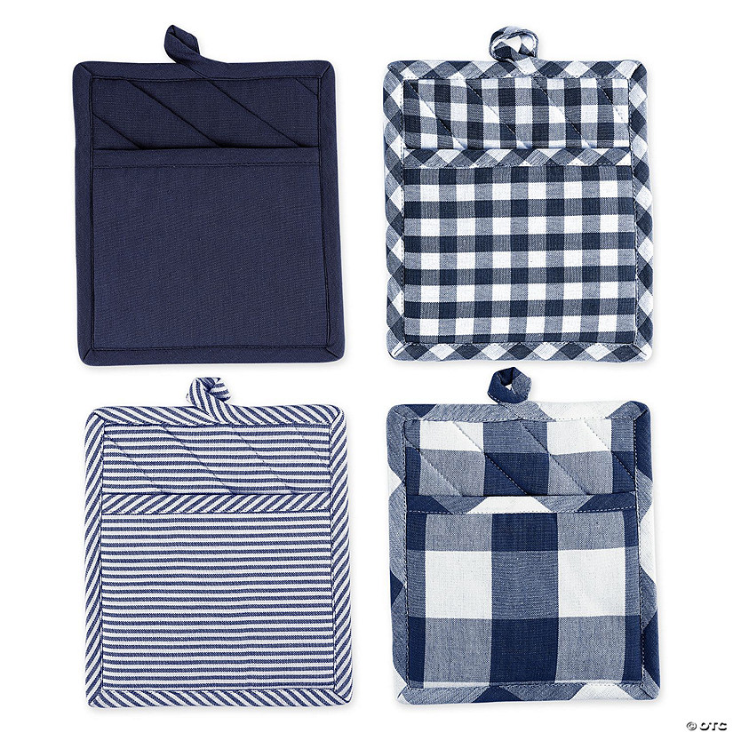 Navy/Off White Potholder Set Image
