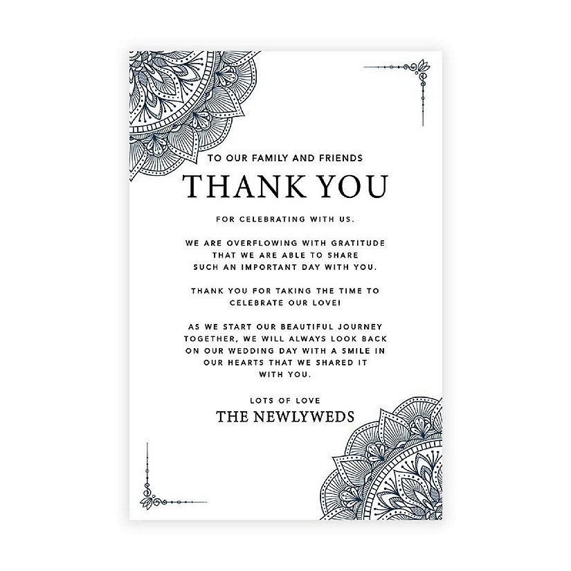 Navy Ornate TY Card 4x6IN 56PC Image