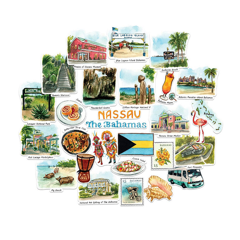 Navy Peony Bahamas Stickers Image