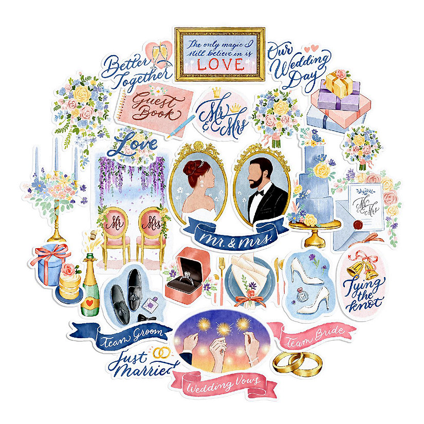 30ct Navy Peony Blissful Wedding Planning Stickers