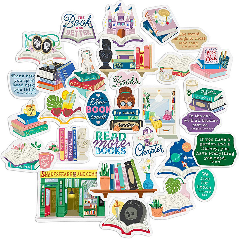 Navy Peony Cozy Book Lover Stickers Image