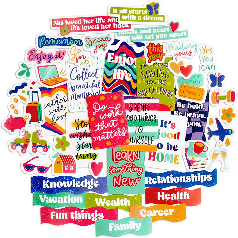 Navy Peony Empowering Vision Board Quote Stickers Image