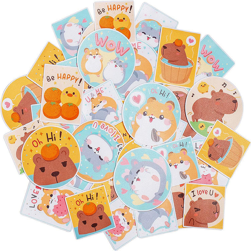 Navy Peony Hamster and Capybara Sticker Bundle Image