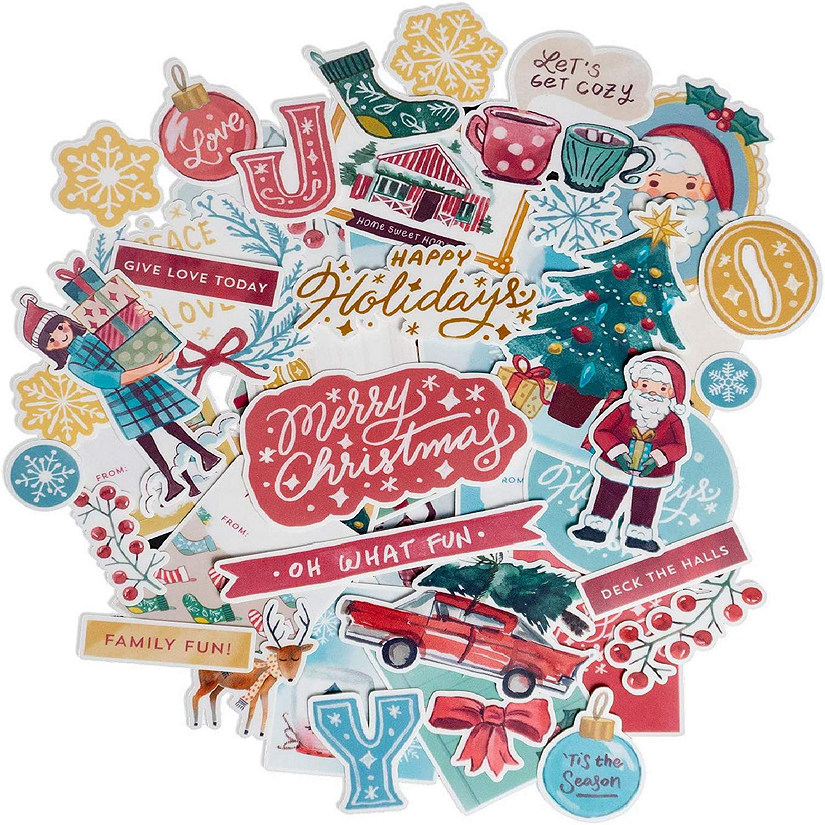 Navy Peony Jolly Christmas Holiday Stickers Image