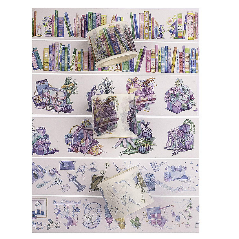 Navy Peony Library of Books Washi Tapes Image