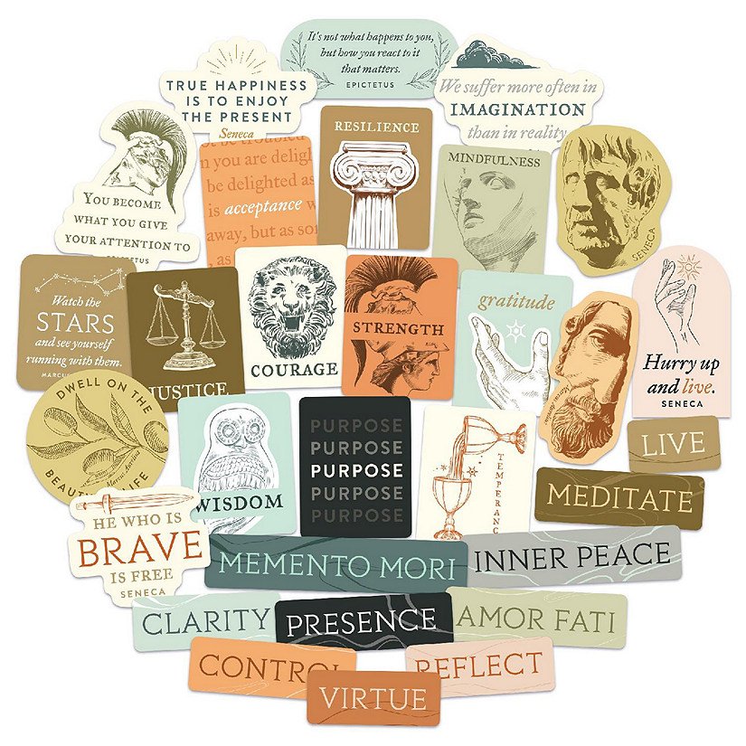 Navy Peony Mindfulness Stoicism Vision Board Stickers (30pcs) Image