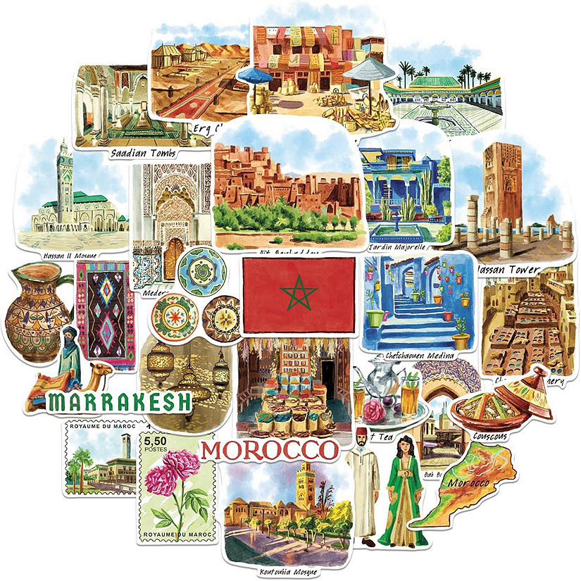 Navy Peony Morocco Travel Stickers Image