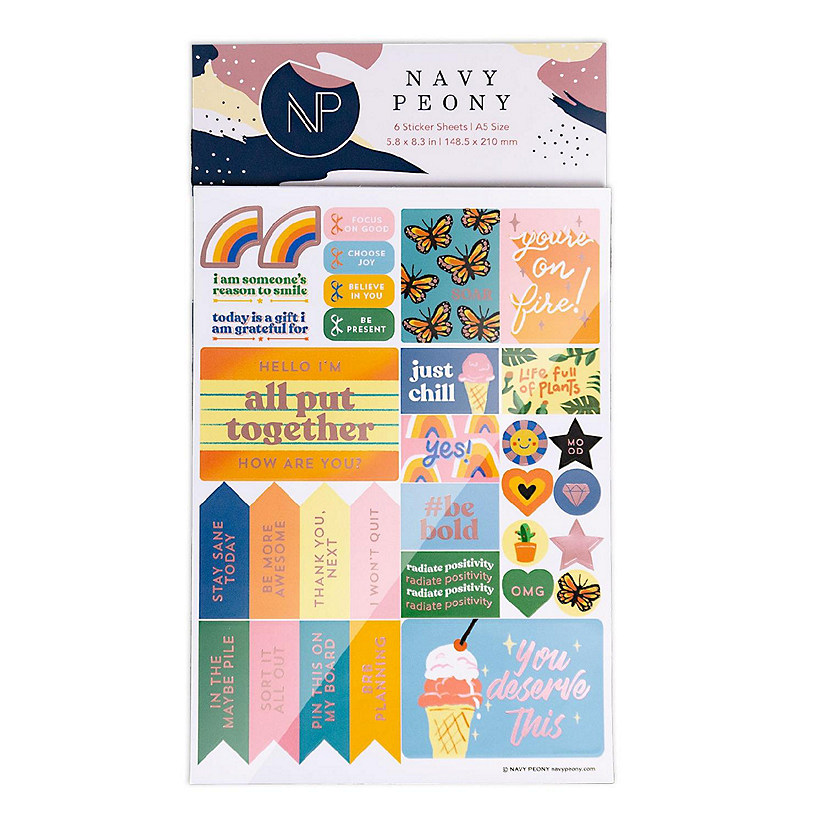 Navy Peony Motivational Vision Board Stickers Image
