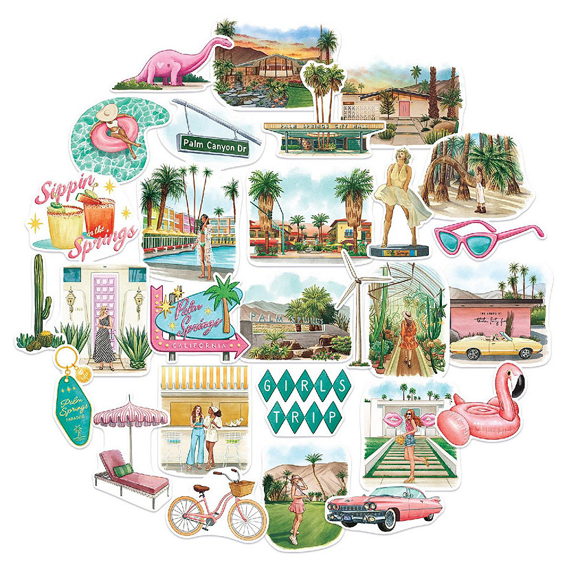 Navy Peony Palm Springs Stickers Image