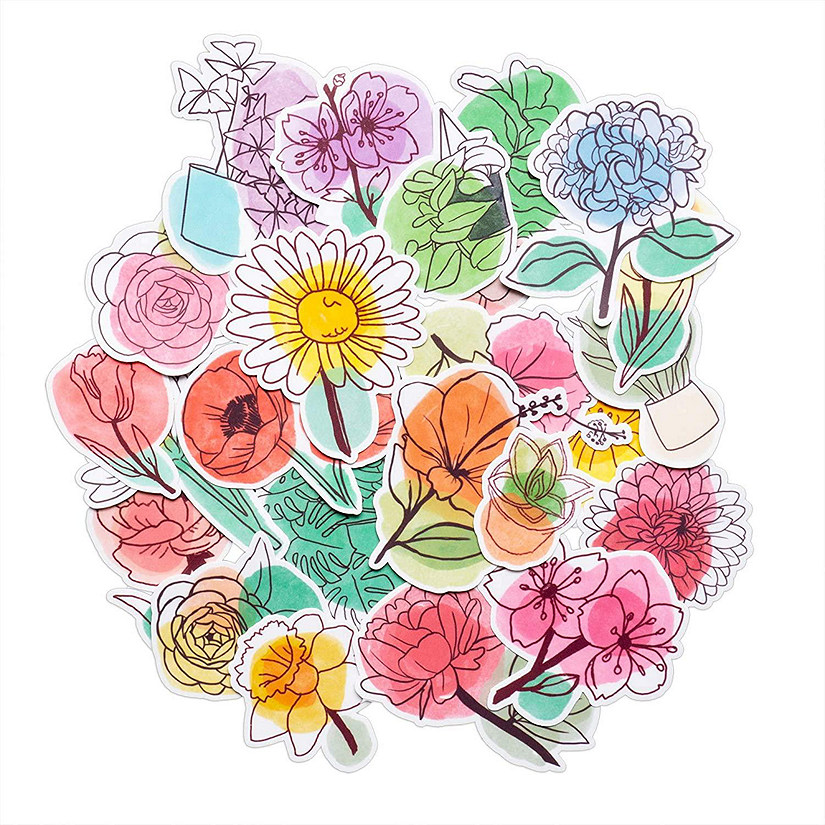 Navy Peony Pastel Spring Flowers Stickers