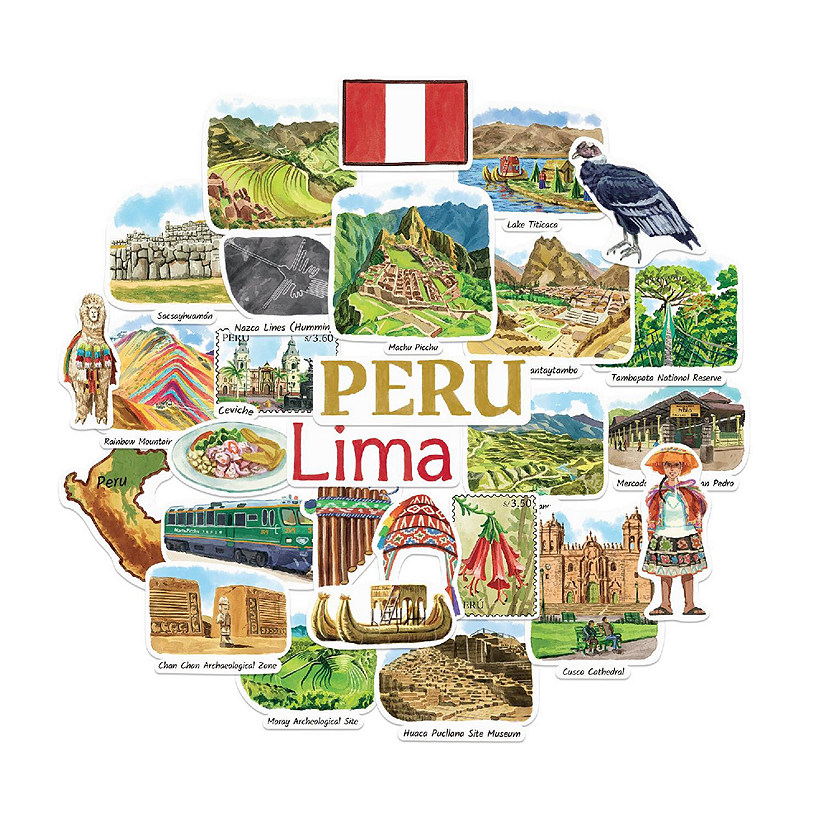 Navy Peony Peru Stickers Image
