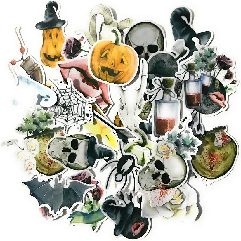Navy Peony Scary Skull Halloween Stickers Oriental Trading