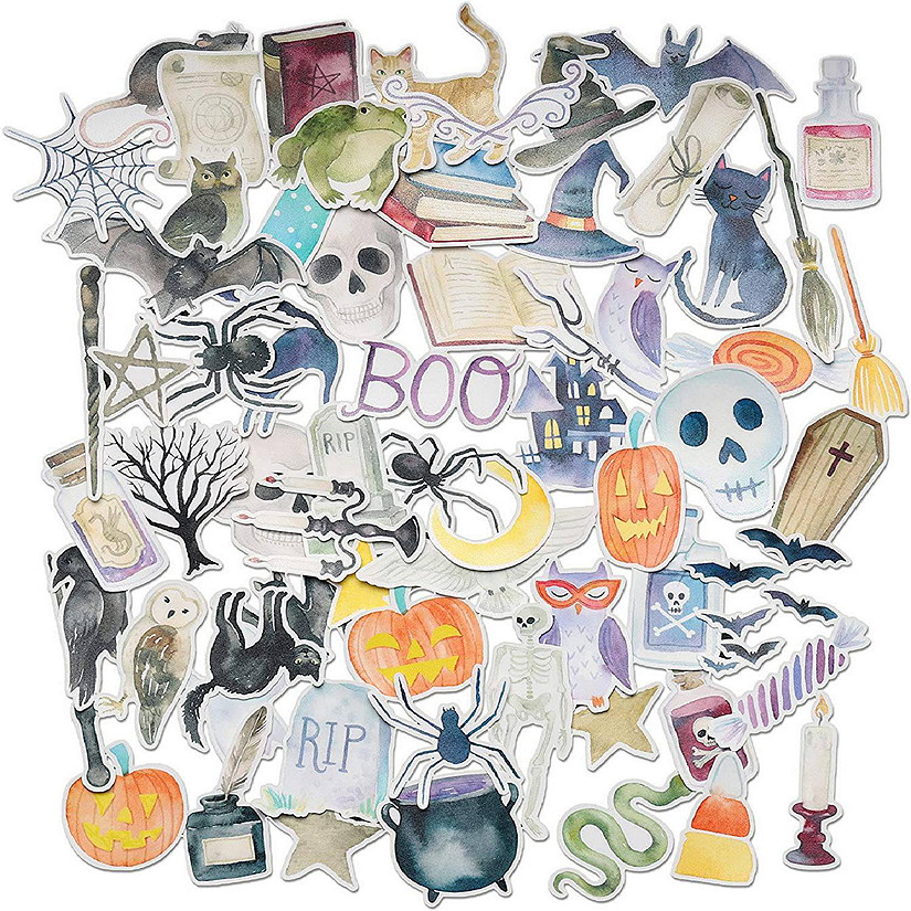 Navy Peony Spooky Halloween Witch Stickers Image