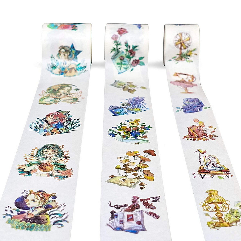 Navy Peony Tarot Girl and Book Washi Tapes Image