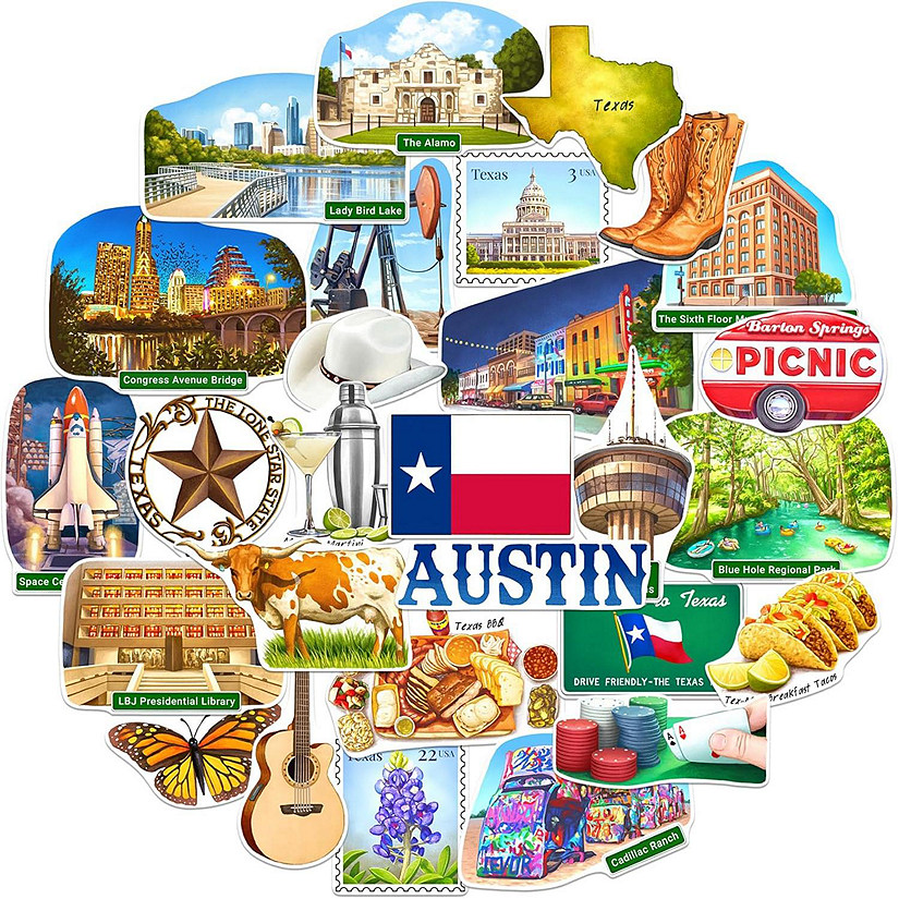 Navy Peony Texas State Travel Stickers Image