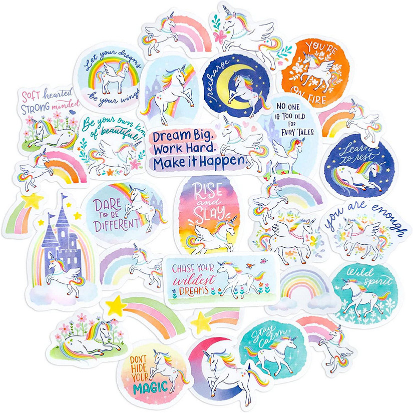 Navy Peony Whimsical Fairytale Adult Unicorn Stickers Image