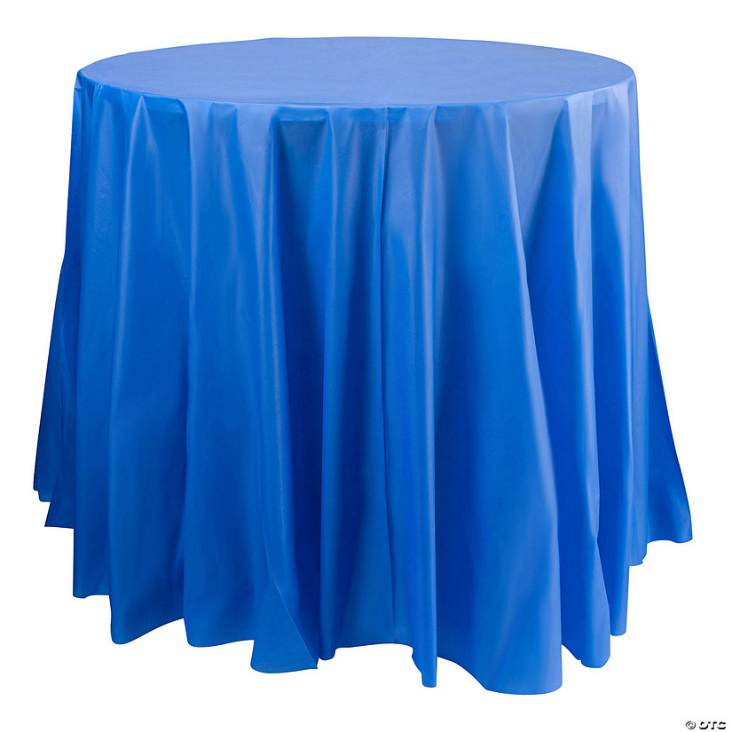 Navy Round Disposable Plastic Tablecloths (84") - (48 Tablecloths) Image