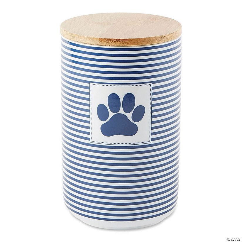 Navy Stripe With Paw Patch Ceramic Treat Canister Image