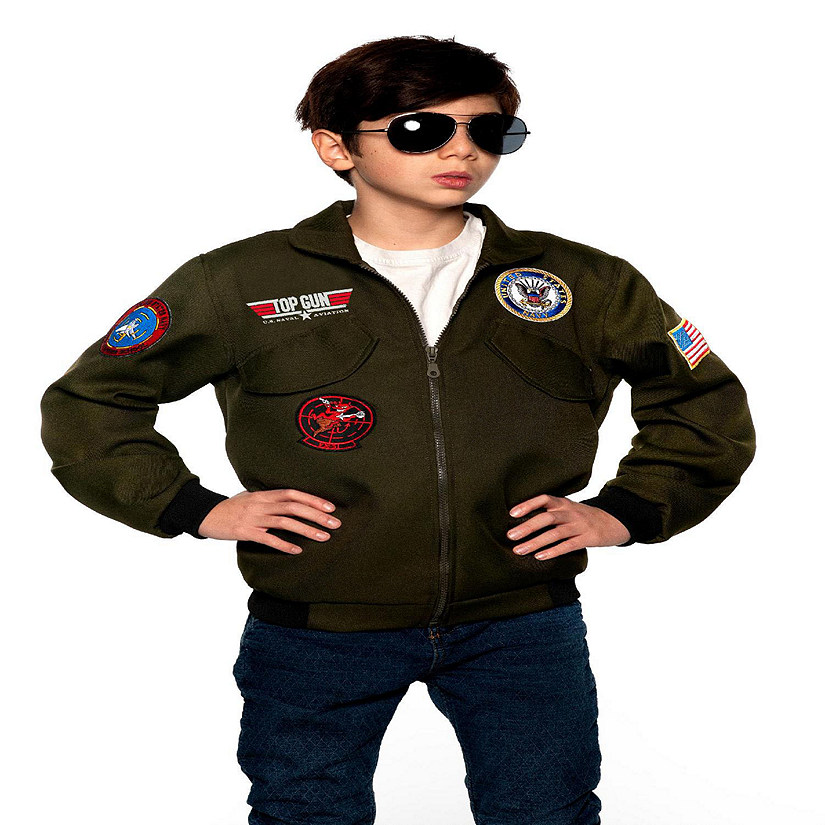 Navy Top Gun Pilot Jacket Child Costume  Small Image