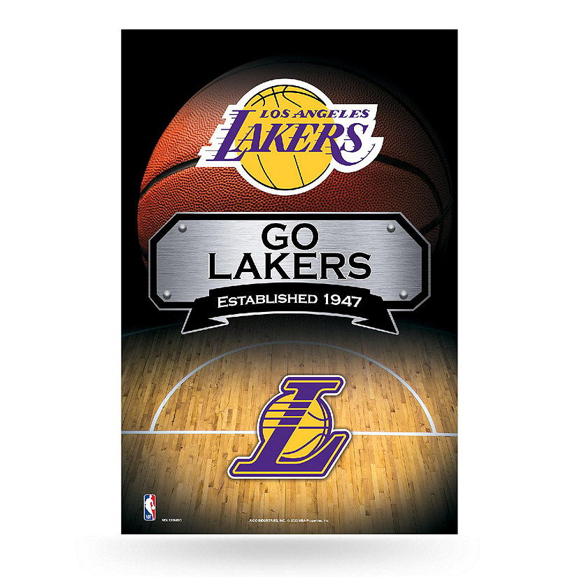 NBA Rico Industries Los Angeles Lakers  Large Metal Sign 11" x 17" Large Metal Home D&#233;cor Sign Image
