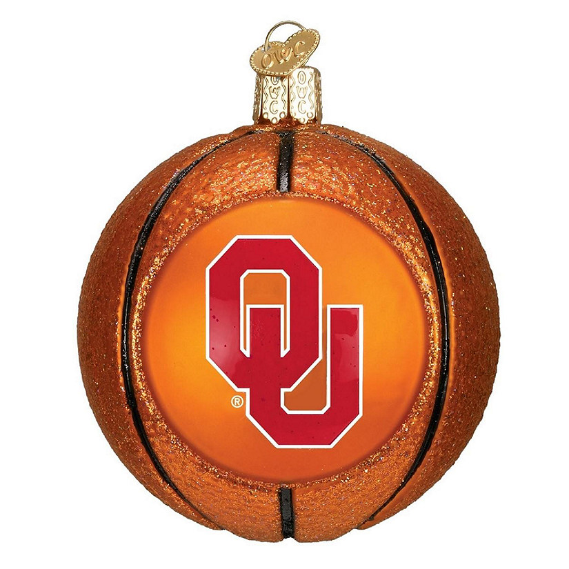 NCAA Oklahoma Sooners Glass Basketball Ornament Image