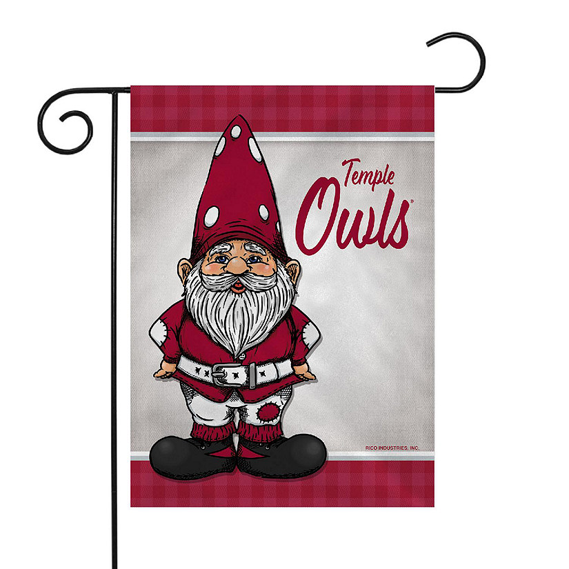 NCAA  Temple Owls Gnome Spring 13" x 18" Double Sided Garden Flag Image