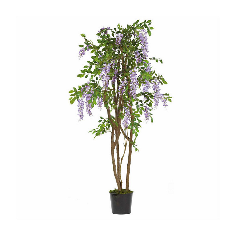 Nearly Natural Modern Decorative 5 Feet Wisteria Silk Tree, Purple Image