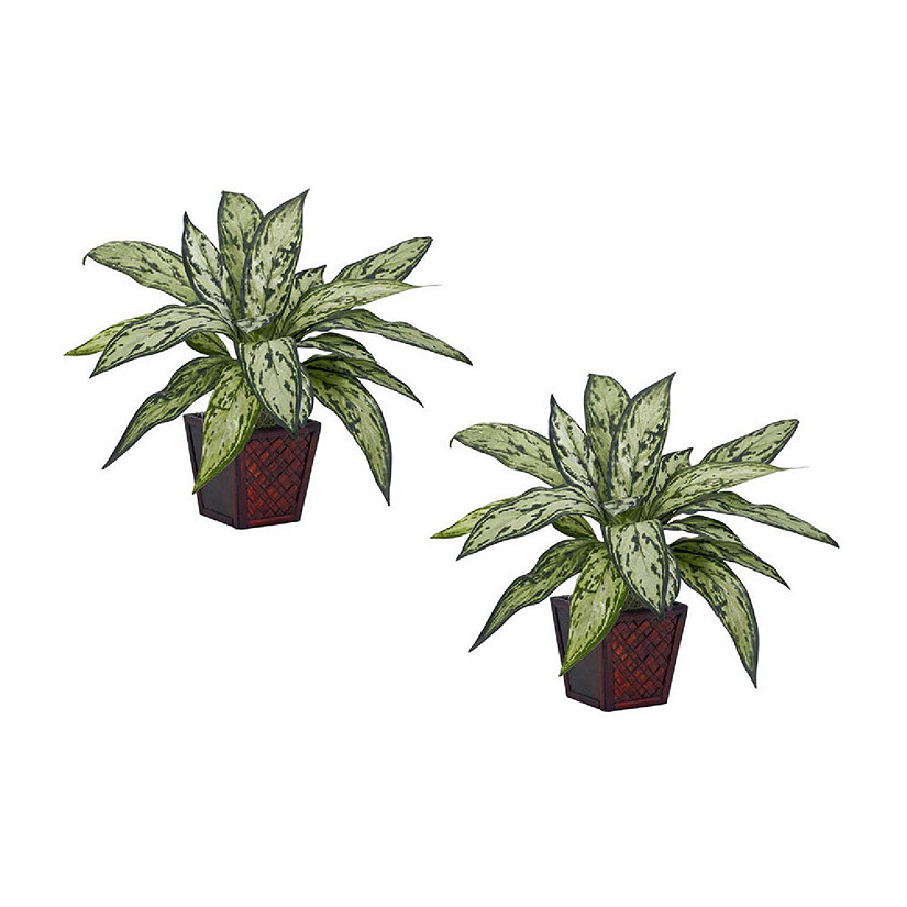Nearly Natural Silver Queen Silk Plant (Set of 2) Green Image