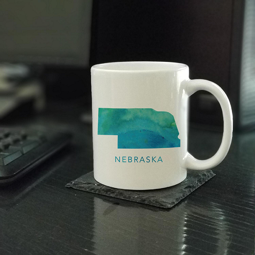 Nebraska Aqua Blue Water Ceramic Mug Image