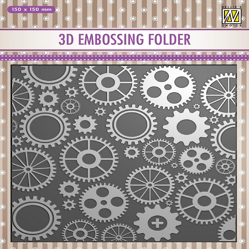 Nellie's Choice 3D Embossing Folder  Cogwheels Image