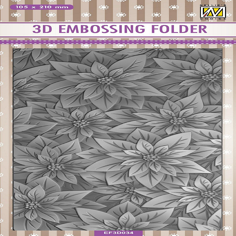Nellie's Choice 3D Embossing Folder Slimline Size  Poinsettia Image